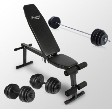 Hantelbank mit Gewichten